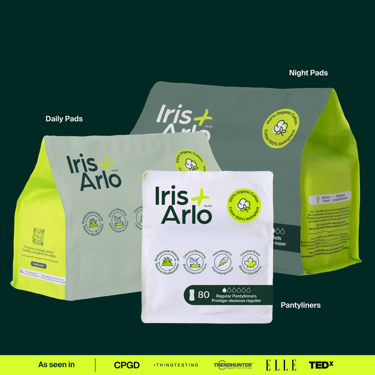 Bulk (34) - 100% Organic Super Pads - Resealable Bag