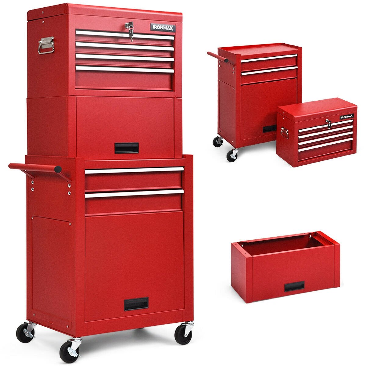 6-Drawer Tool Chest with Heightening Cabinet-Black