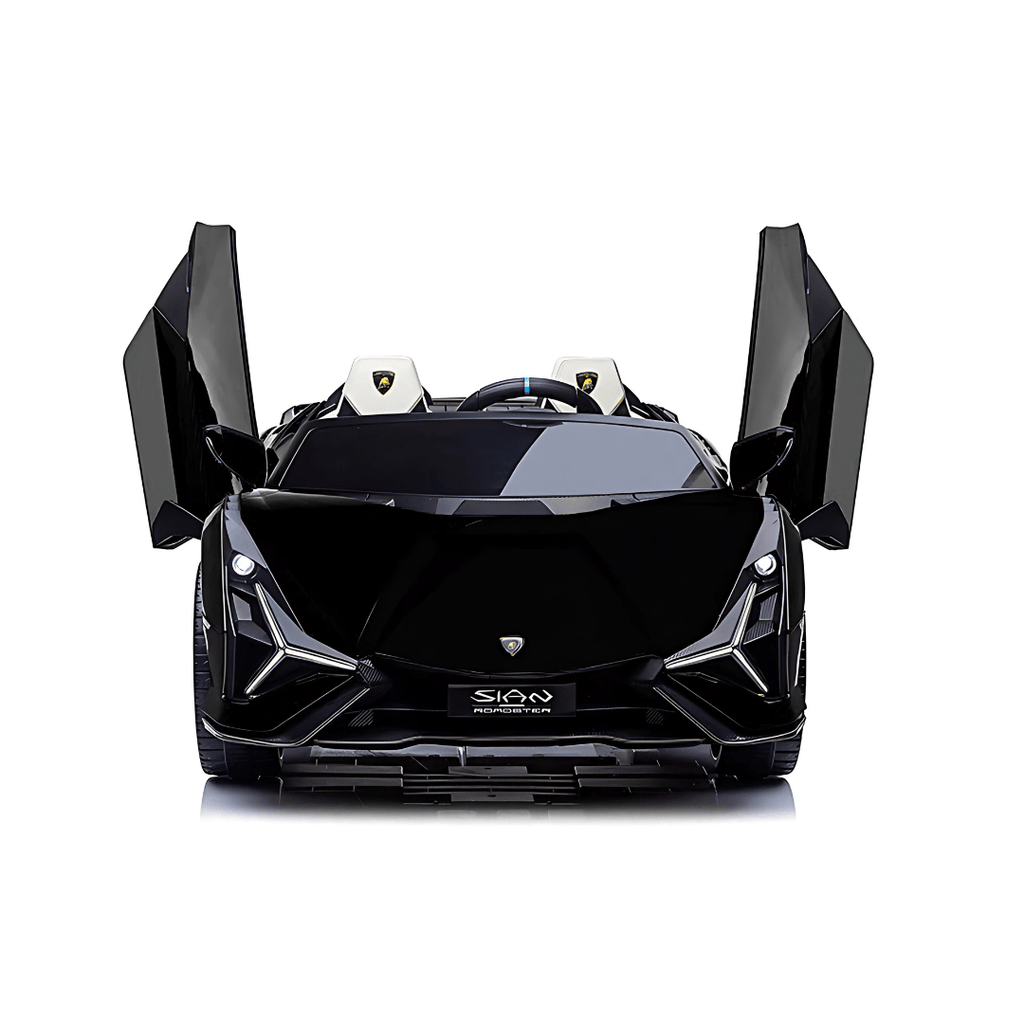 24V Luxurious Matte Black Nero Nemesis Lamborghini Sian 2-Seater Ride-On Drift Car