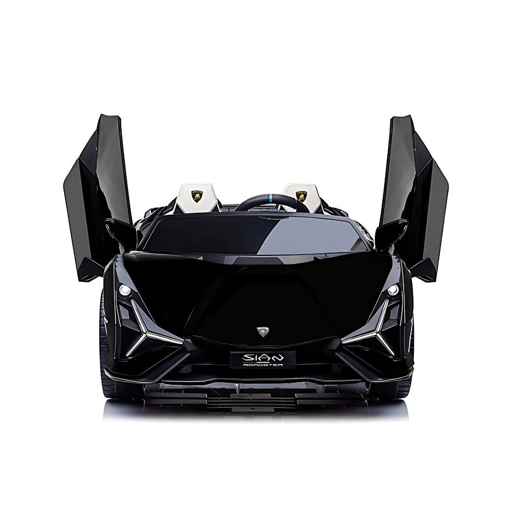 24V Luxurious Matte Black Nero Nemesis Lamborghini Sian 2-Seater Ride-On Drift Car