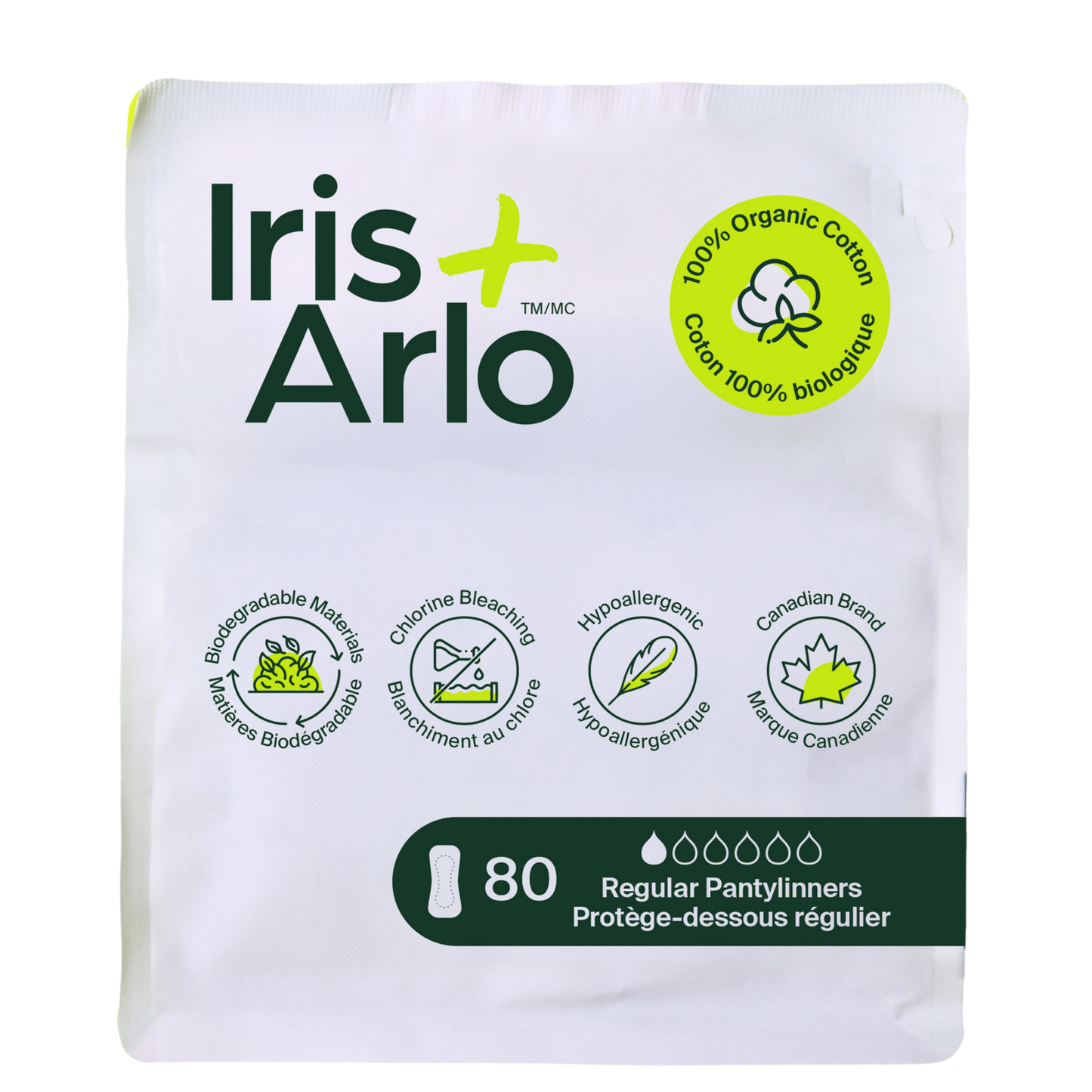 Bulk (80) - 100% Organic Cotton Pantyliners - Resealable Bag