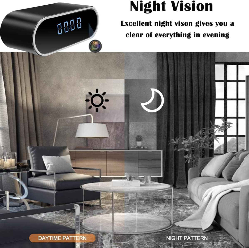 Digital Alarm Clock and WiFi Camera 1080p Motion Detection