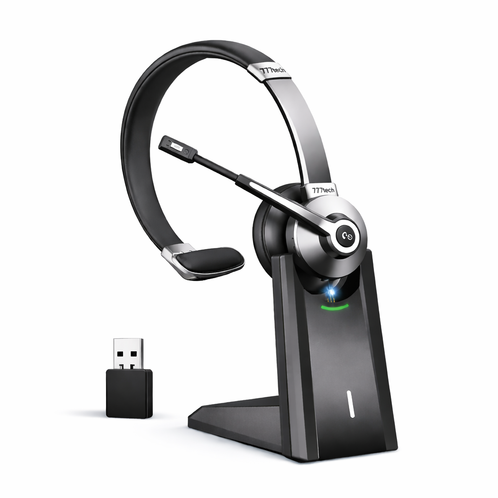 ProComm Bluetooth Headset for Microsoft Teams & Call Centers – Wireless Noise-Cancelling Microphone with USB Dongle & Charging Base