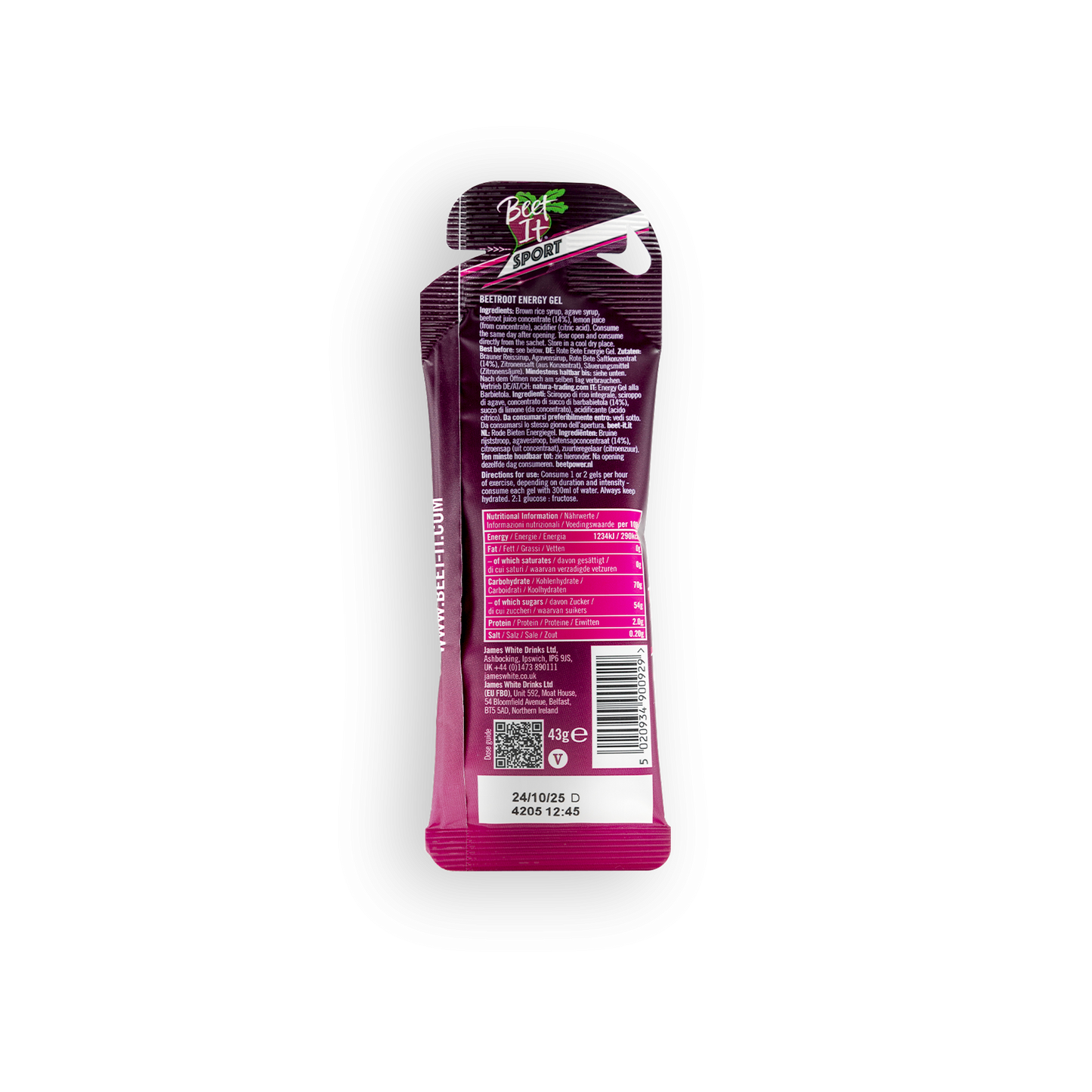 Beet It Sport Top Up 100 - Box of 12 Energy Gels