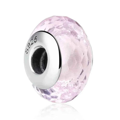 925 Sterling Silver Pink Flower Murano Glass Beads - Diy Bracelet Charms For A Festive Touch (Scz001)