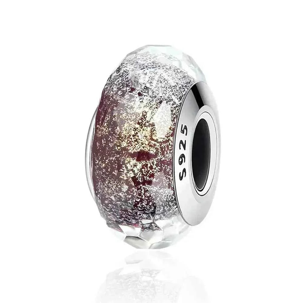 925 Sterling Silver Pink Flower Murano Glass Beads - Diy Bracelet Charms For A Festive Touch (Scz001)