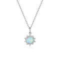 925 Sterling Silver White Opal Sun Pendant Necklace - Apollo Chain for Women