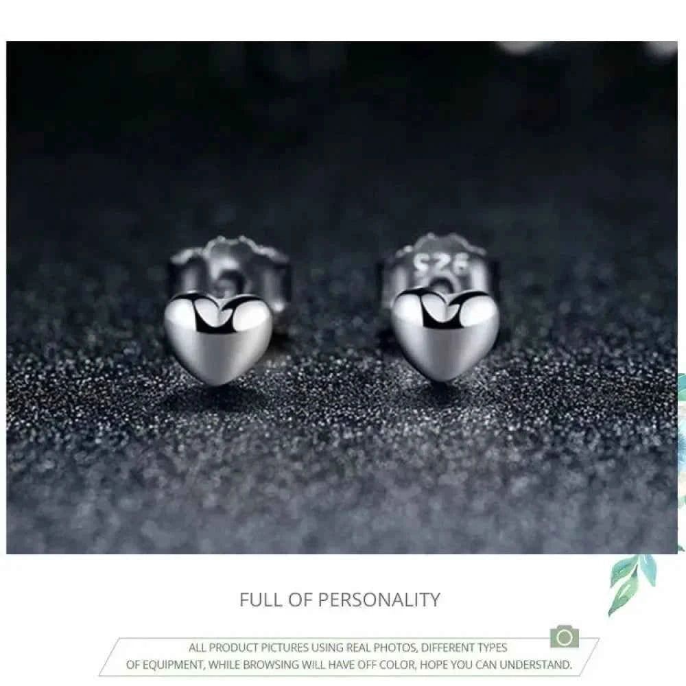 925 Sterling Silver Petite Plain Hearts Stud Earrings | Minimalist Fine jewelry