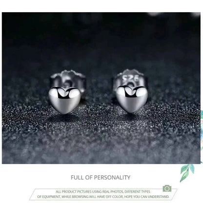 925 Sterling Silver Petite Plain Hearts Stud Earrings | Minimalist Fine jewelry
