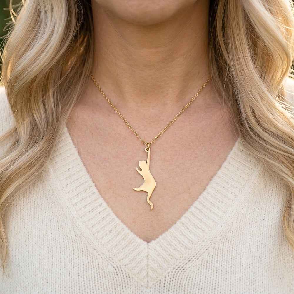 Hang In There Kitty Pendant | Necklace