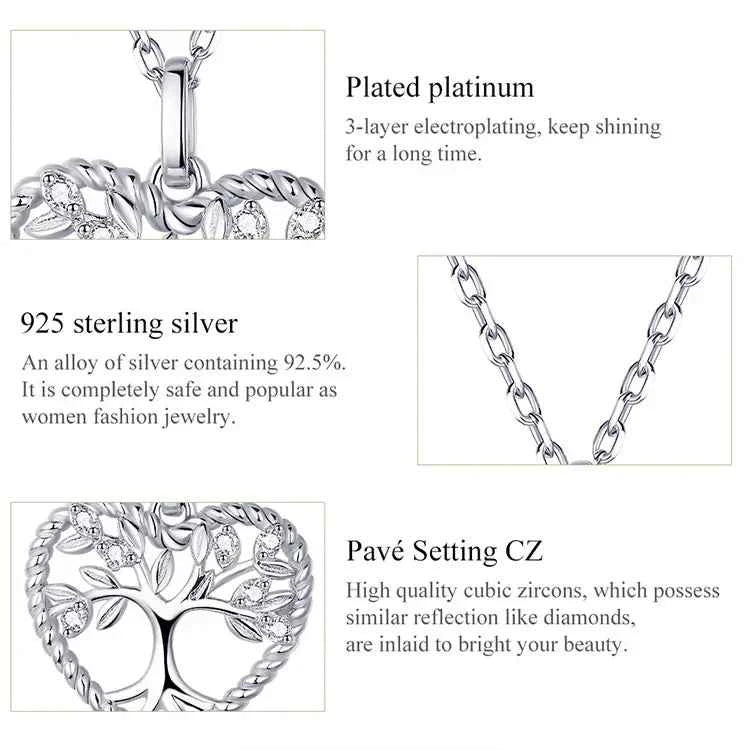 Heart of Nature Sterling Silver Tree of Life Pendant Necklace