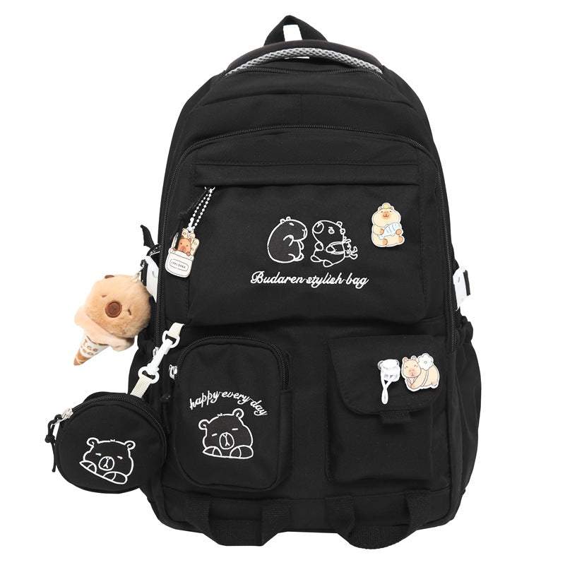 Ins Style School Bag for Girls, Versatile Color-Blocking Large-Capacity Backpack for Middle School and High School Students, Campus Style