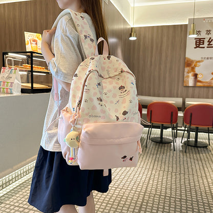 New High-Looking Japanese Style Fresh, Sweet and Cute Puppy Backpack for Middle and High School Students Lightweight Large-Capacity Backpack