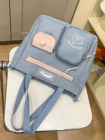 Ins Style School Bag for Girls, Versatile Color-Blocking Large-Capacity Backpack for Middle School and High School Students, Campus Style