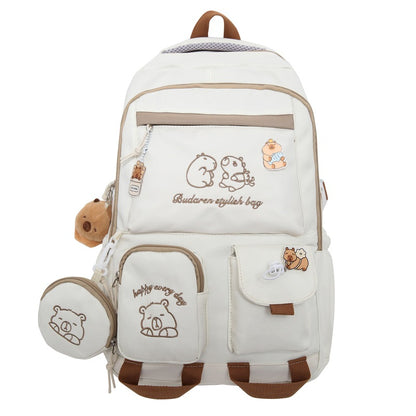 Ins Style School Bag for Girls, Versatile Color-Blocking Large-Capacity Backpack for Middle School and High School Students, Campus Style