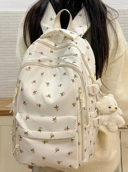 Cross-Border Ready-Made Backpack for Women, Large-Capacity Junior High School Student Schoolbag, Floral Sweet Schoolbag, New Style for Primary School Students