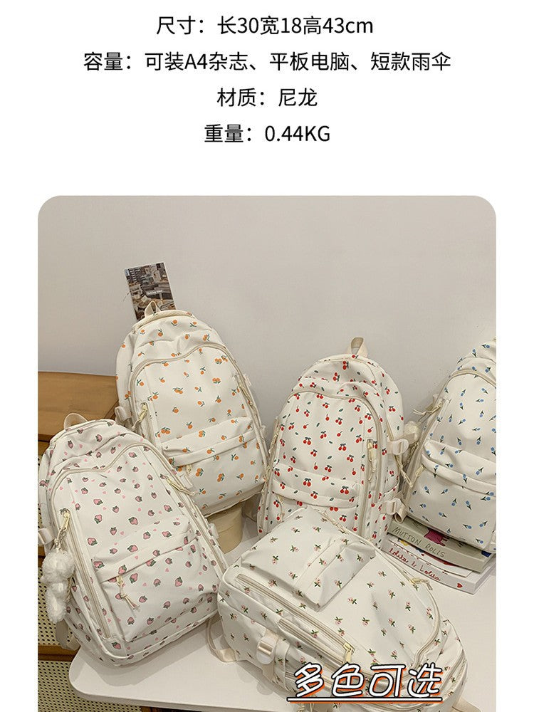 Cross-Border Ready-Made Backpack for Women, Large-Capacity Junior High School Student Schoolbag, Floral Sweet Schoolbag, New Style for Primary School Students