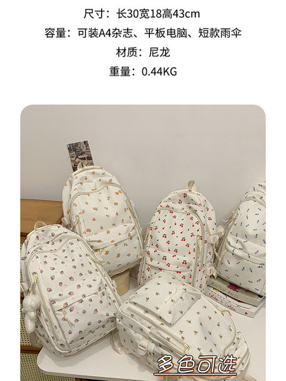 Cross-Border Ready-Made Backpack for Women, Large-Capacity Junior High School Student Schoolbag, Floral Sweet Schoolbag, New Style for Primary School Students