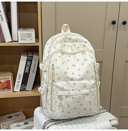 Cross-Border Ready-Made Backpack for Women, Large-Capacity Junior High School Student Schoolbag, Floral Sweet Schoolbag, New Style for Primary School Students