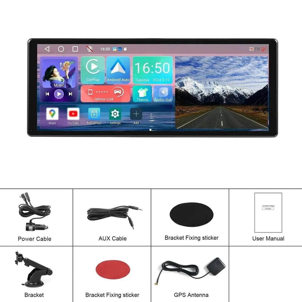 11.3" Smart HD Touchscreen Car Display, Android 13 Wireless CarPlay & Android Auto, Bluetooth, FM Transmitter, Reverse Camera Support