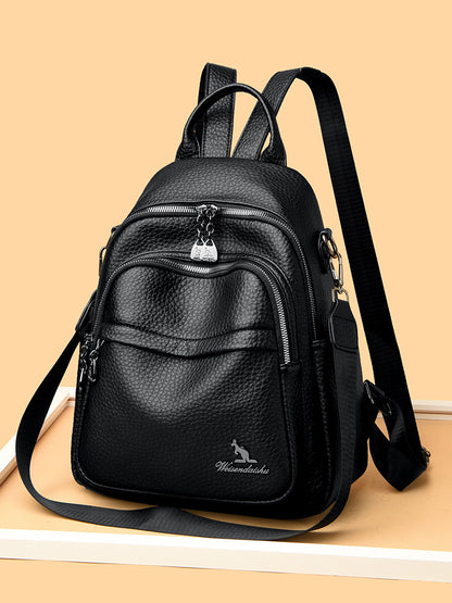 Foreign Trade Hot-Selling Women's Backpack 2026 Simple Solid Color Black Travel Backpack Multifunctional Girls' School Bag Backpack