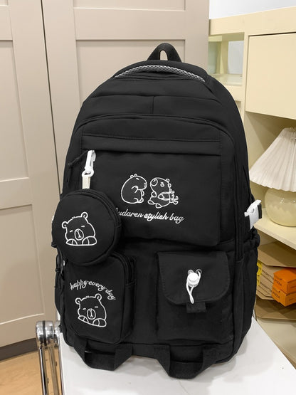 Ins Style School Bag for Girls, Versatile Color-Blocking Large-Capacity Backpack for Middle School and High School Students, Campus Style
