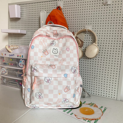 New Korean Style Ins Fashion Schoolbag Women's Junior High School Girl's Heart Japanese Style Small Square Backpack Large Capacity Casual Bag
