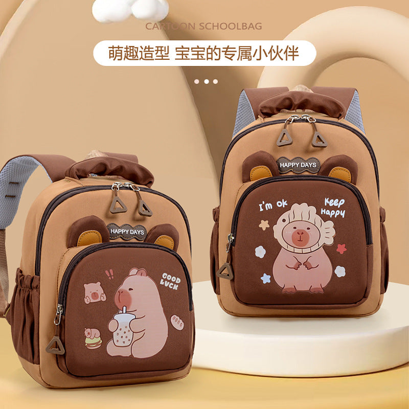 2025 New Capibala Student School Bag Large Capacity Cartoon Pattern Backpack Fashion Trend Backpack Wholesale