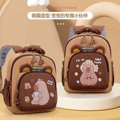 2025 New Capibala Student School Bag Large Capacity Cartoon Pattern Backpack Fashion Trend Backpack Wholesale
