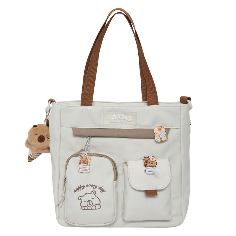 Ins Style School Bag for Girls, Versatile Color-Blocking Large-Capacity Backpack for Middle School and High School Students, Campus Style