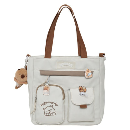 Ins Style School Bag for Girls, Versatile Color-Blocking Large-Capacity Backpack for Middle School and High School Students, Campus Style