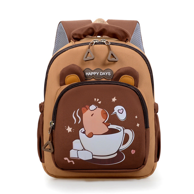 2025 New Capibala Student School Bag Large Capacity Cartoon Pattern Backpack Fashion Trend Backpack Wholesale