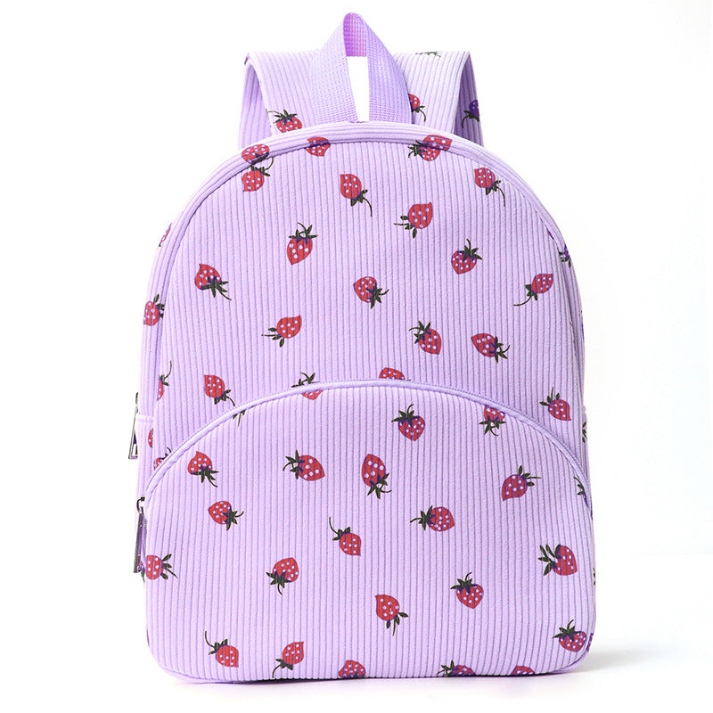 Cross-Border Corduroy Backpack, Large Capacity Student Cartoon Bear School Bag, Fashionable, Casual, High-Looking and Cute Backpack