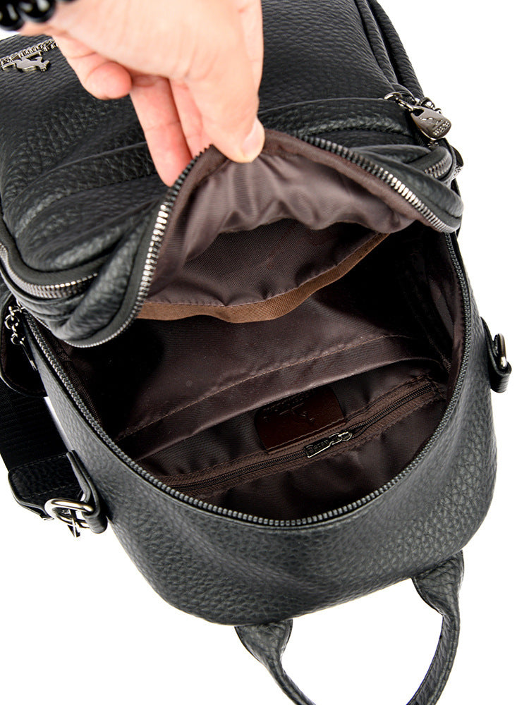 Foreign Trade Hot-Selling Women's Backpack 2026 Simple Solid Color Black Travel Backpack Multifunctional Girls' School Bag Backpack