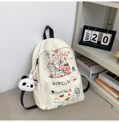 Cute Graffiti Schoolbag Women Junior High School Students Large Capacity Computer Bag Large small size Travel Backpack Western-style Backpack