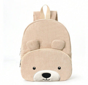 Cross-Border Corduroy Backpack, Large Capacity Student Cartoon Bear School Bag, Fashionable, Casual, High-Looking and Cute Backpack