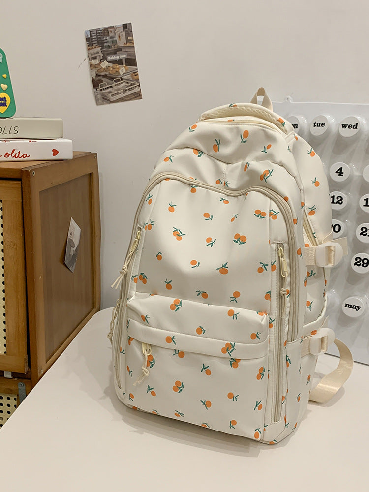 Cross-Border Ready-Made Backpack for Women, Large-Capacity Junior High School Student Schoolbag, Floral Sweet Schoolbag, New Style for Primary School Students