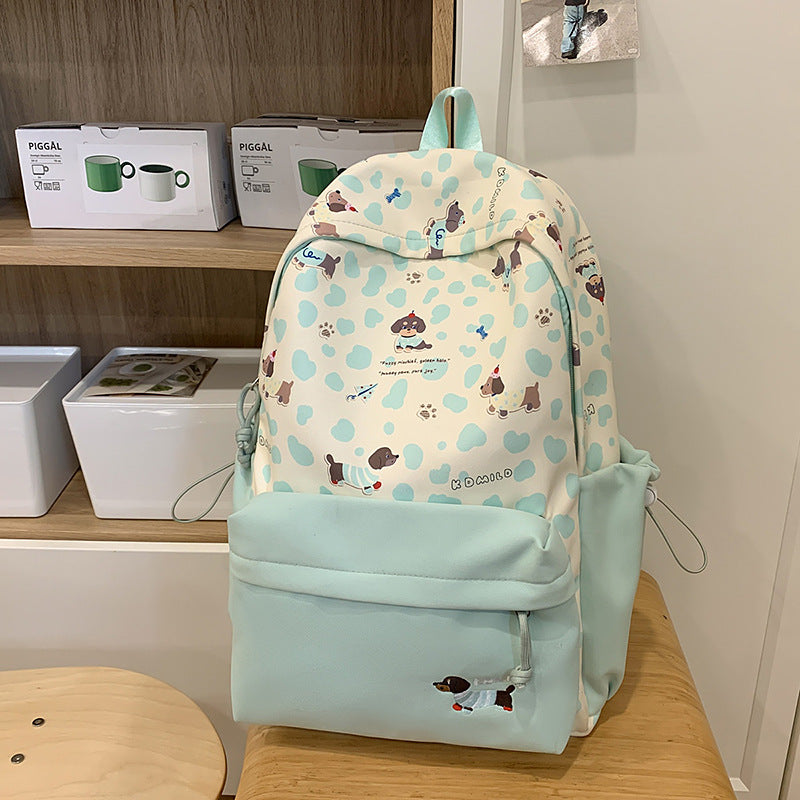 New High-Looking Japanese Style Fresh, Sweet and Cute Puppy Backpack for Middle and High School Students Lightweight Large-Capacity Backpack