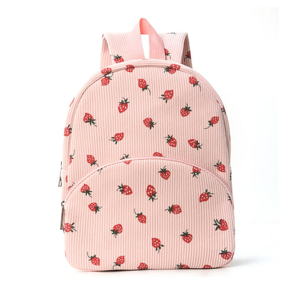 Cross-Border Corduroy Backpack, Large Capacity Student Cartoon Bear School Bag, Fashionable, Casual, High-Looking and Cute Backpack