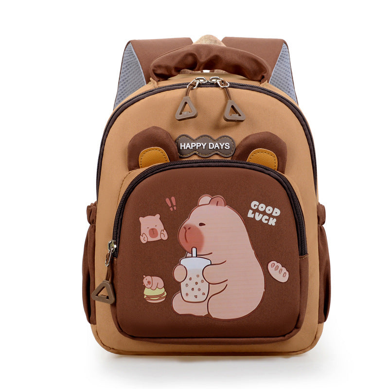 2025 New Capibala Student School Bag Large Capacity Cartoon Pattern Backpack Fashion Trend Backpack Wholesale