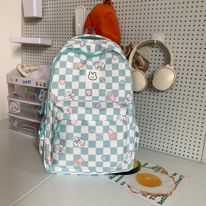 New Korean Style Ins Fashion Schoolbag Women's Junior High School Girl's Heart Japanese Style Small Square Backpack Large Capacity Casual Bag