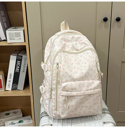 Cross-Border Ready-Made Backpack for Women, Large-Capacity Junior High School Student Schoolbag, Floral Sweet Schoolbag, New Style for Primary School Students