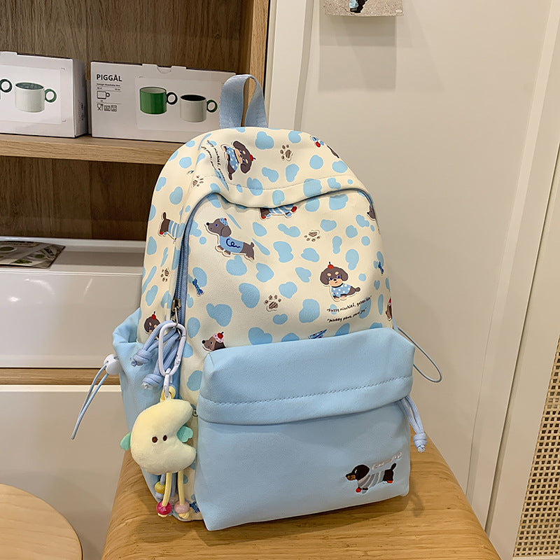 New High-Looking Japanese Style Fresh, Sweet and Cute Puppy Backpack for Middle and High School Students Lightweight Large-Capacity Backpack