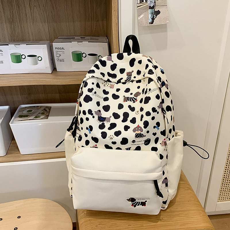 New High-Looking Japanese Style Fresh, Sweet and Cute Puppy Backpack for Middle and High School Students Lightweight Large-Capacity Backpack