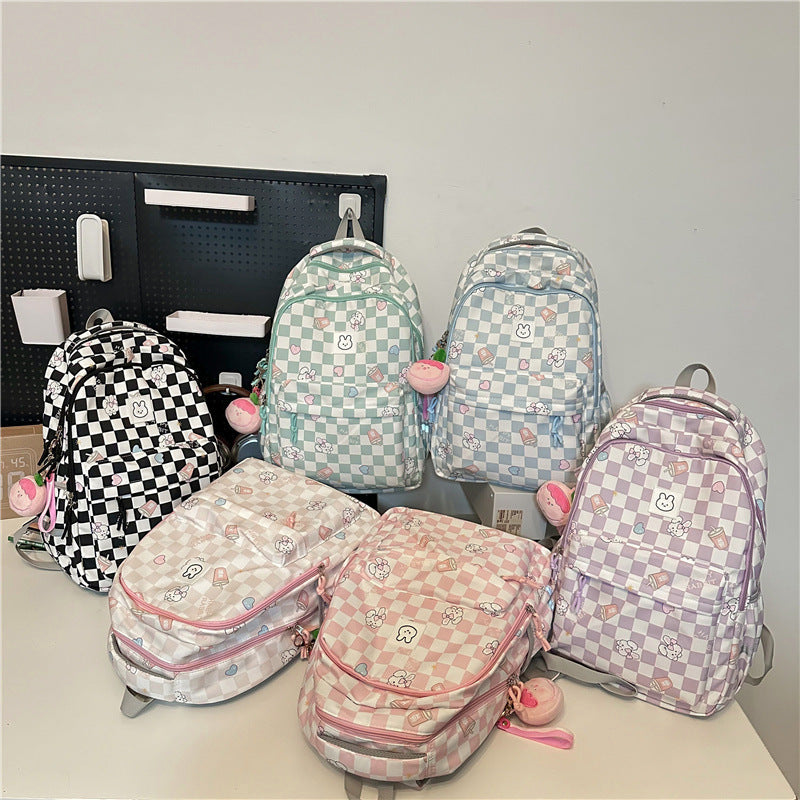 New Korean Style Ins Fashion Schoolbag Women's Junior High School Girl's Heart Japanese Style Small Square Backpack Large Capacity Casual Bag