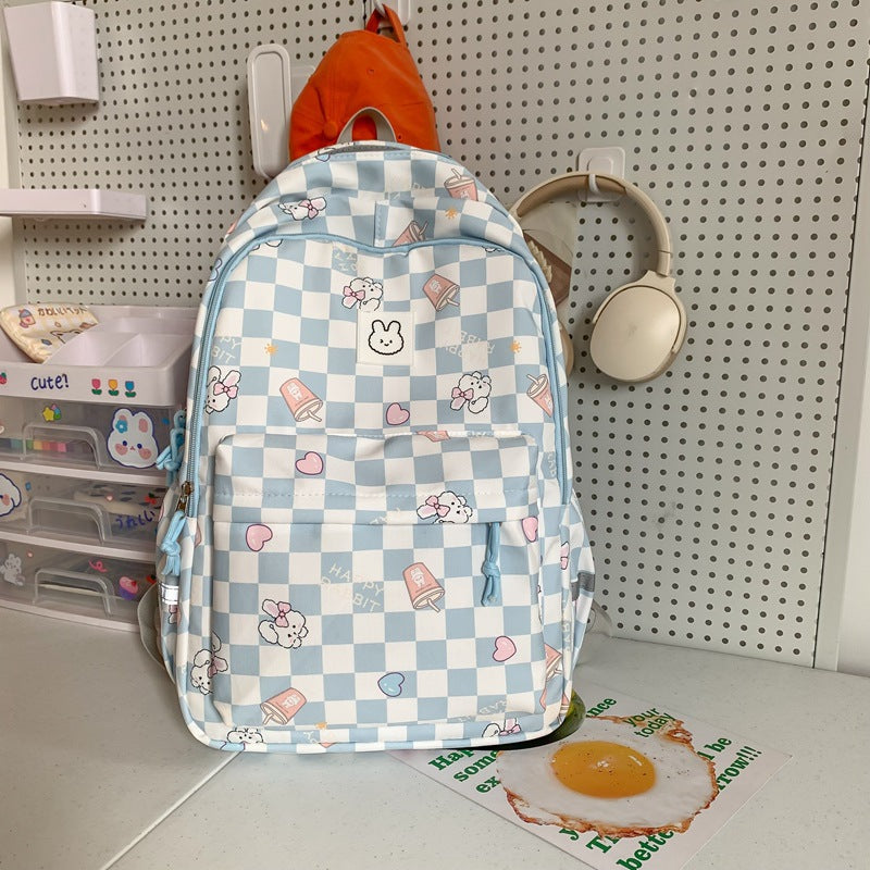 New Korean Style Ins Fashion Schoolbag Women's Junior High School Girl's Heart Japanese Style Small Square Backpack Large Capacity Casual Bag