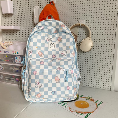 New Korean Style Ins Fashion Schoolbag Women's Junior High School Girl's Heart Japanese Style Small Square Backpack Large Capacity Casual Bag
