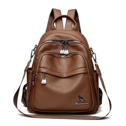Foreign Trade Hot-Selling Women's Backpack 2026 Simple Solid Color Black Travel Backpack Multifunctional Girls' School Bag Backpack