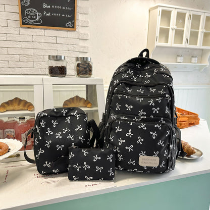 New Girls Backpack Japanese Ins Three-piece Bag Junior Senior high school Student Schoolbag Campus Style Large Capacity Backpack