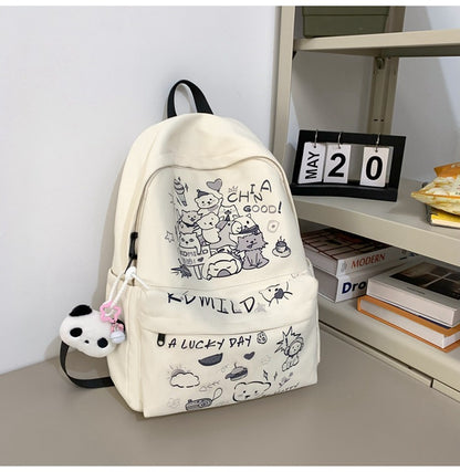 Cute Graffiti Schoolbag Women Junior High School Students Large Capacity Computer Bag Large small size Travel Backpack Western-style Backpack